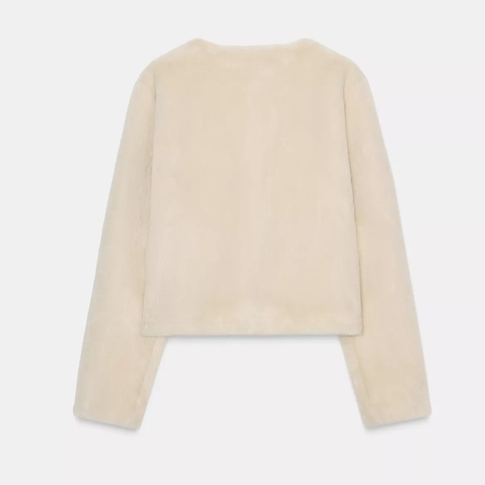 Zara Faux Fur Jacket with Fireman Clasp Ecru NWT - Picture 6 of 7